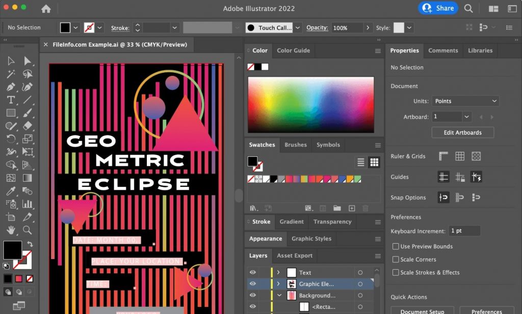 Adobe Illustrator application interface