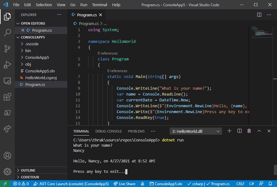 ottimizzazione dello spazio del programma visual-studio-csharp