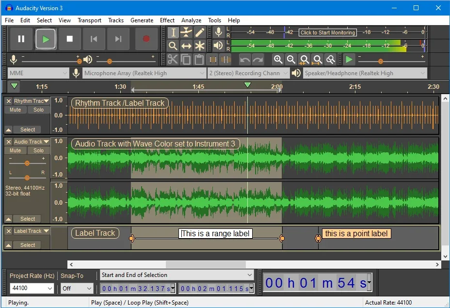 visualização do audacity-audio-editor