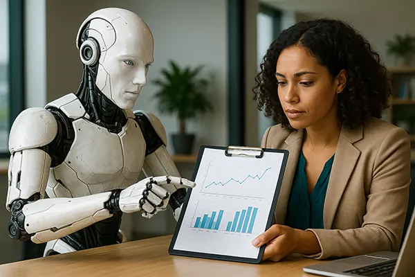 Robot et humain travaillant