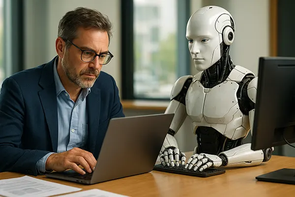 Robot et humain travaillant